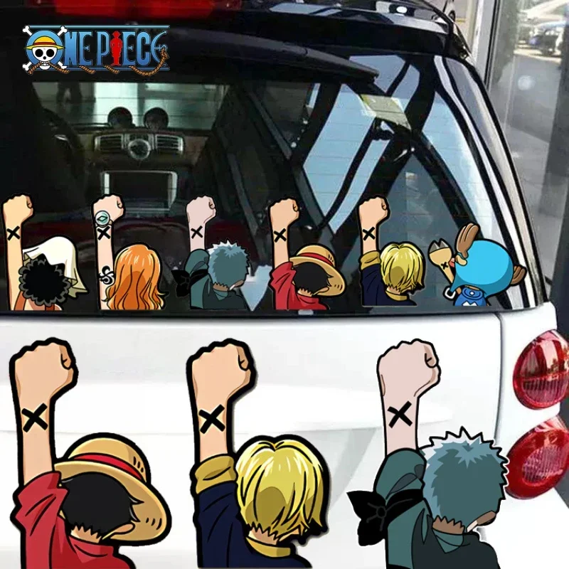 Car Accessories Japanese - アニメワンピース車のステッカー漫画ルフィバックコンビネーションクリエイティブリアウィンドウスクラッチ反射防水ステッカーおもちゃ