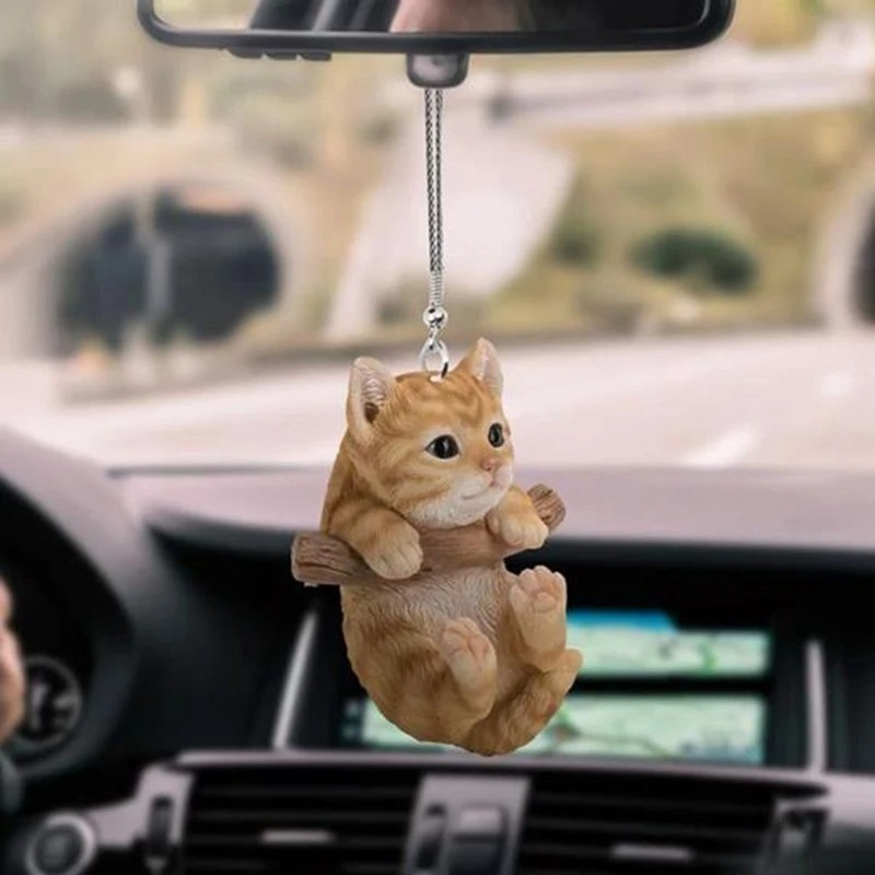 Car Accessories Mirror Hanging - ミニ両面ハンギングカーペンダント、猫と犬、バックミラー、チャーム飾り、スイングデコレーション、カーアクセサリー