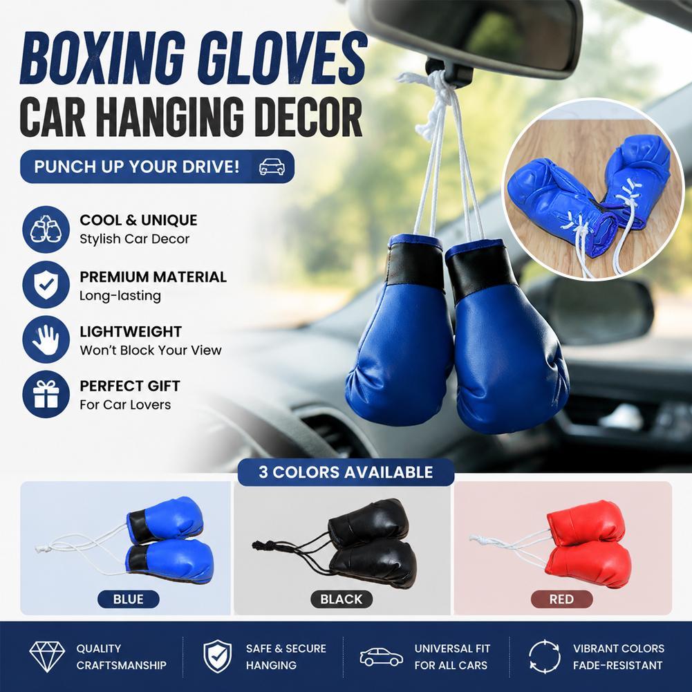 Car Accessories Mirror Hanging - ミニボクシンググローブ車のバックミラー吊り下げ飾りブルーレザー装飾ペンダントスポーツトレーニングギフトアクセサリー