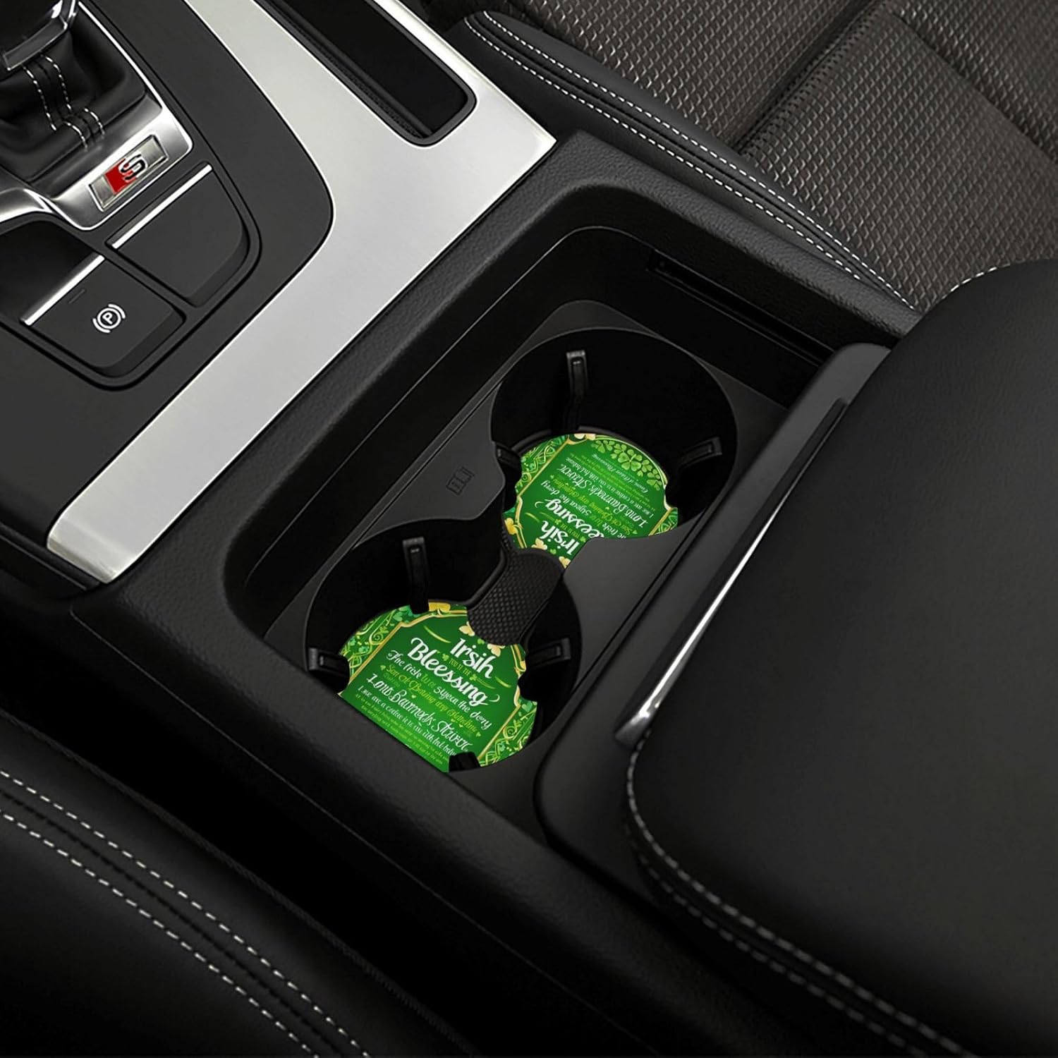 Car Accessories For Women - アイルランドの祝福 聖パトリックの日プリント カーカップコースター、女性と男性のためのカーカップマット、車、SUV用ユニバーサルアクセサリー、2個