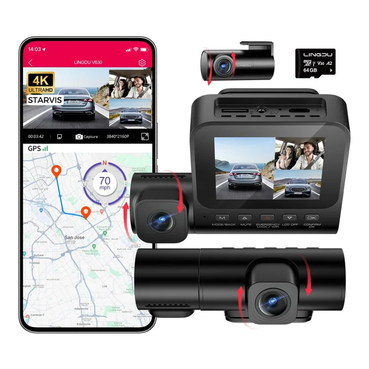 Car Dash Cam - LINGDU V630 4K 2.4インチ画面 Wifi 6