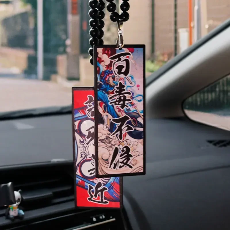 Car Accessories Mirror Hanging - ホットステッカー-ビーズ付きアクリルバックミラーペンダント,車のアクセサリー,邪悪な車の吊り下げ装飾,和風