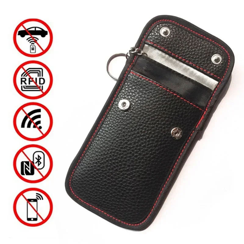 Car Key Signal Blocker - 車の盗難防止キーフォブRFIDブロッカー - ファラデー信号遮断ポーチ財布（車内アクセサリー）