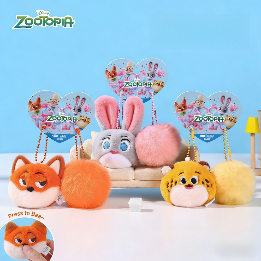 Car Accessories Mirror Hanging - 本物のディズニー ズートピア ポンポンボールぬいぐるみキャラクターバッグチャームかわいい吊り下げ飾りハンドバッグトートバックパック車のミラー装飾用