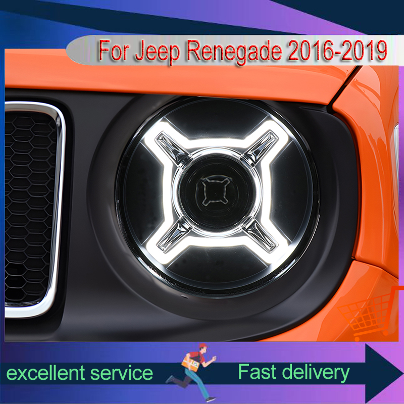Accessories Car Near - ジープ・レネゲード2016-2019用カースタイリング改造遠近一体型プロジェクターレンズLED DRLヘッドライトアクセサリー