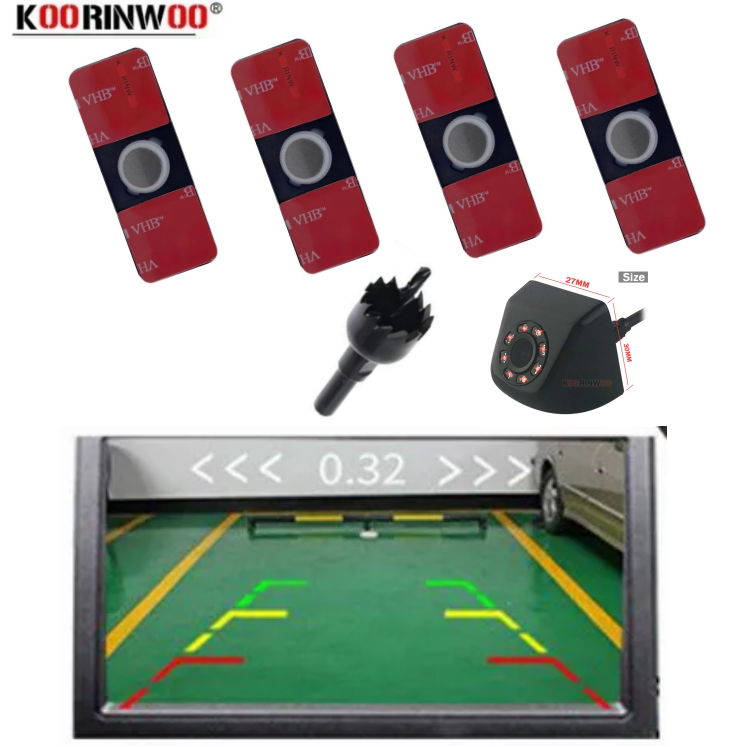 Car Accessories In India - 車用センサーキット 16.5MM パークトロニックアクセサリー 自動ブラインドスポットビデオシステム Androidラジオモニター用 リアカメラ