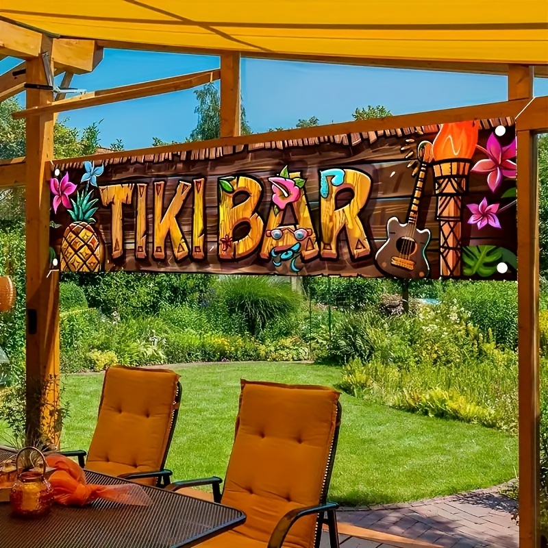 Car Accessories Nearby - ティキバーバナー トロピカルハワイアンビーチテーマ パーティーデコレーション ビニール背景 庭 庭