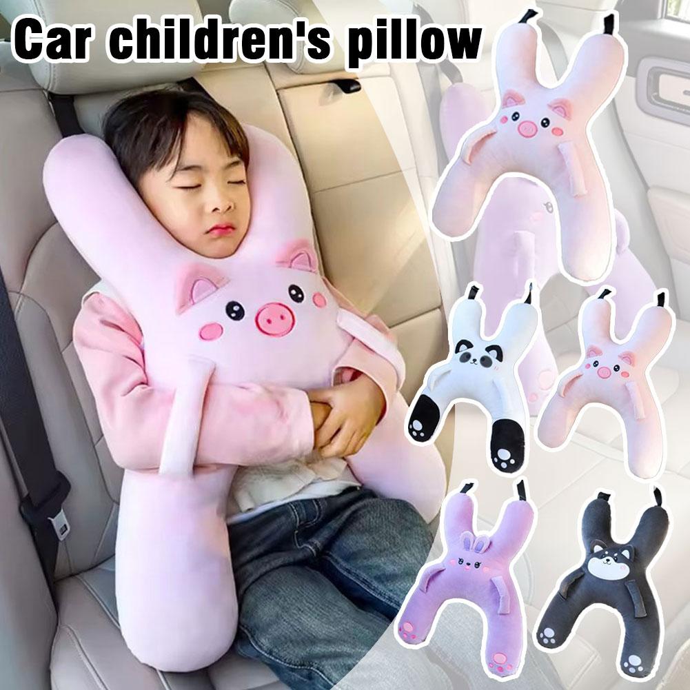 Car Accessories Nearby - 車の座席用安全ネックピロー、かわいい子供用ヘッドレスト、腰椎サポート、挟み込み防止、かわいい漫画柄の睡眠用枕