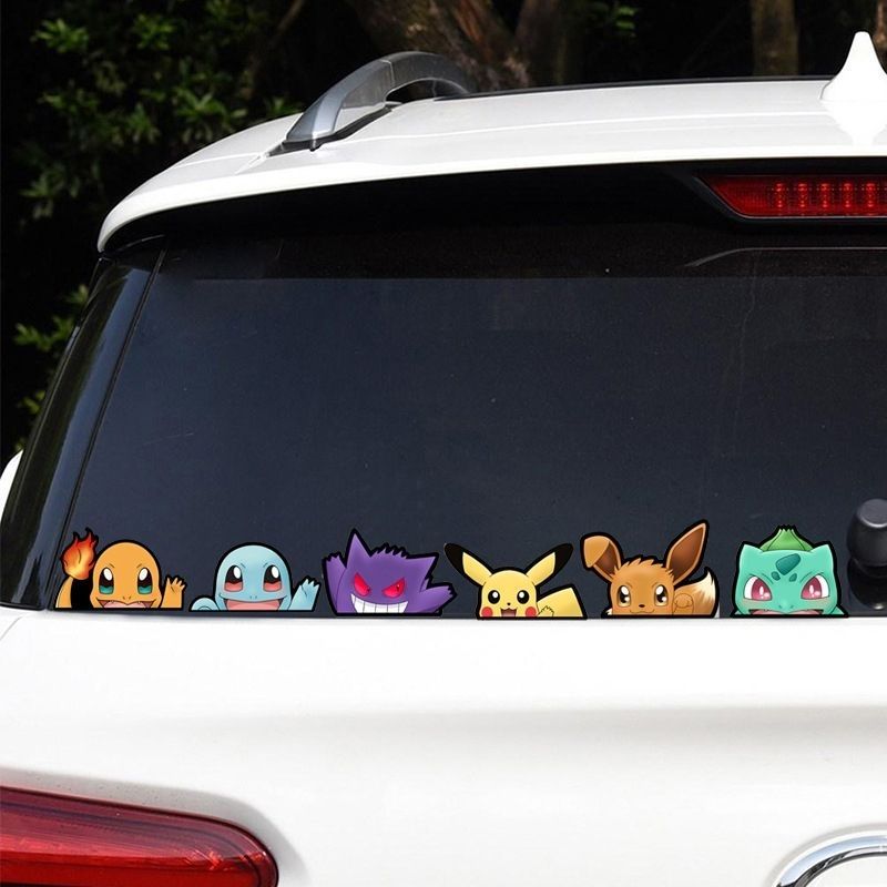 Car Accessories Window - ポケモン車窓ステッカー、ポケモンゲンガー車後部傷防止ステッカー、漫画風のかわいい楽しいステッカー、友達へのプレゼント