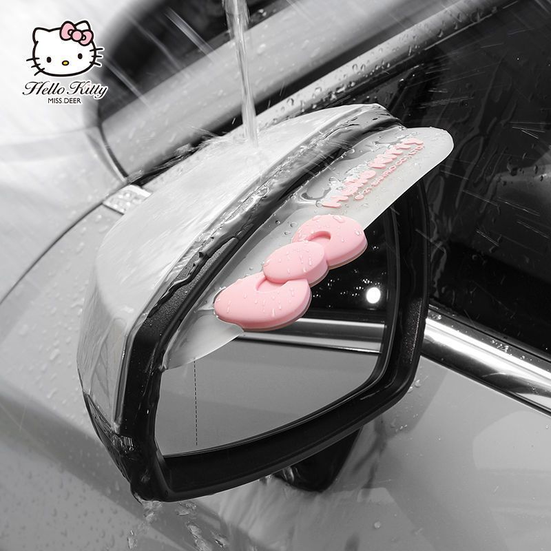 Car Accessories Japanese - かわいいサンリオハローキティ車用レインガードミラーサイドウィンドウシールドバックミラーバイザー抗水デフレクターかわいいアニメスタイルのおもちゃ