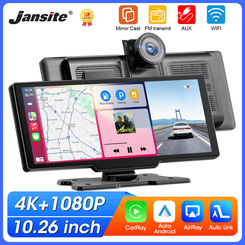 Car Dash Cam - ポータブル10.26インチ ダッシュカム ワイヤレスCarPlay Android Auto対応 ダッシュボード