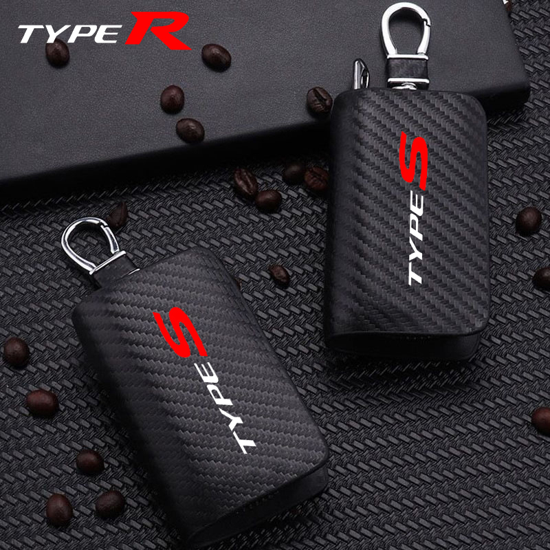 Car Key Signal Blocker - 炭素繊維車のキーチェーンホルダーケースカバーバッグホンダタイプ S R シビックアコード HRV CRV