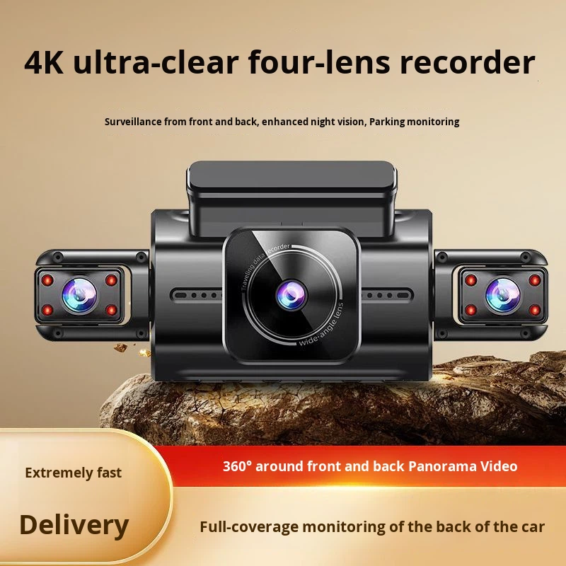 Car Dash Cam - 新型2025年モデル ダッシュカム 4チャンネル ワイヤレスWIFI パノラマ録画 4KウルトラHD