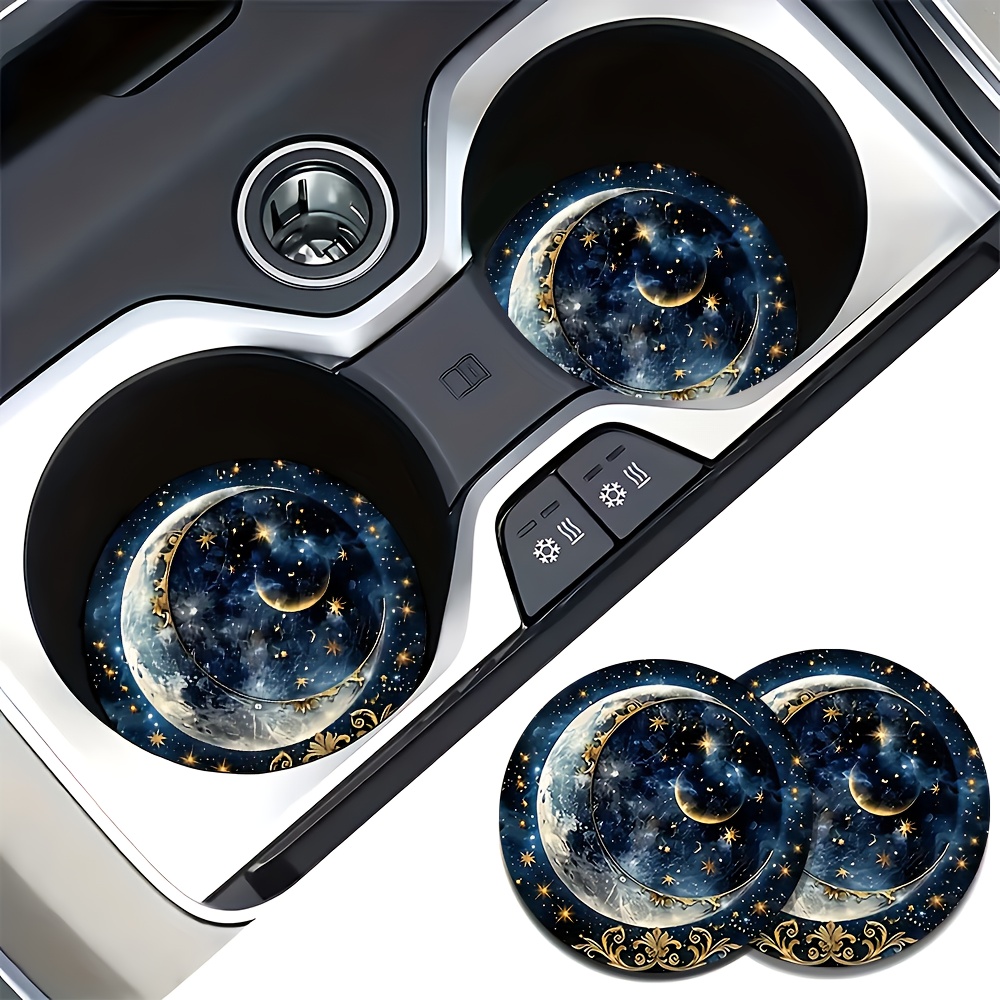 2個入り 星月柄 車用カップコースター - 耐久性のある滑り - Car Accessories For Women のレビューと価格