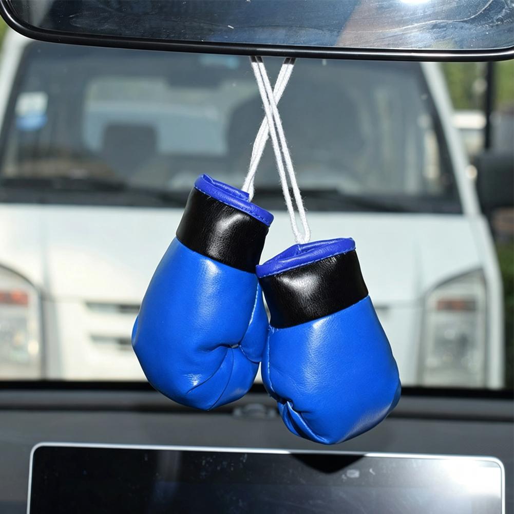 ミニボクシンググローブ車のバックミラー吊り下げ飾りブルーレザ - Car Accessories Mirror Hanging のレビューと価格