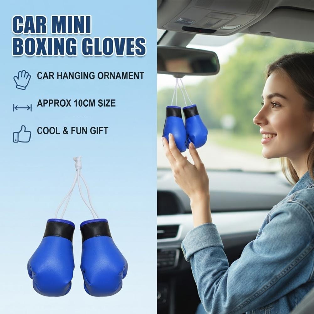 ミニボクシンググローブ車のバックミラー吊り下げ飾りブルーレザ - Car Accessories Mirror Hanging のレビューと価格