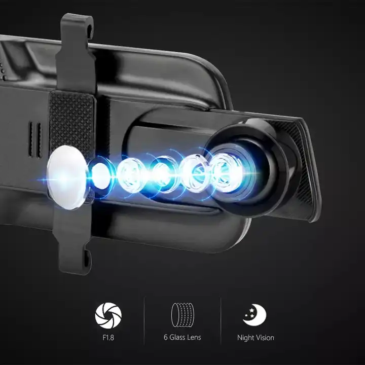 10インチミラーダッシュカムナイトビジョン1080P FHD - Car Dash Cam のレビューと価格