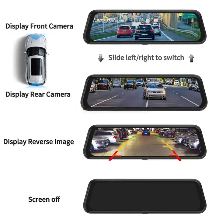 10インチミラーダッシュカムナイトビジョン1080P FHD - Car Dash Cam のレビューと価格