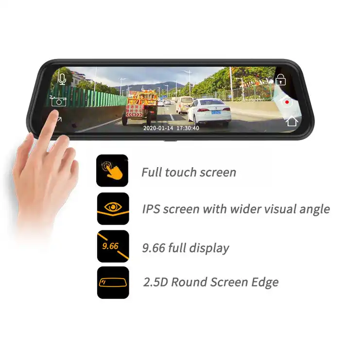 10インチミラーダッシュカムナイトビジョン1080P FHD - Car Dash Cam のレビューと価格