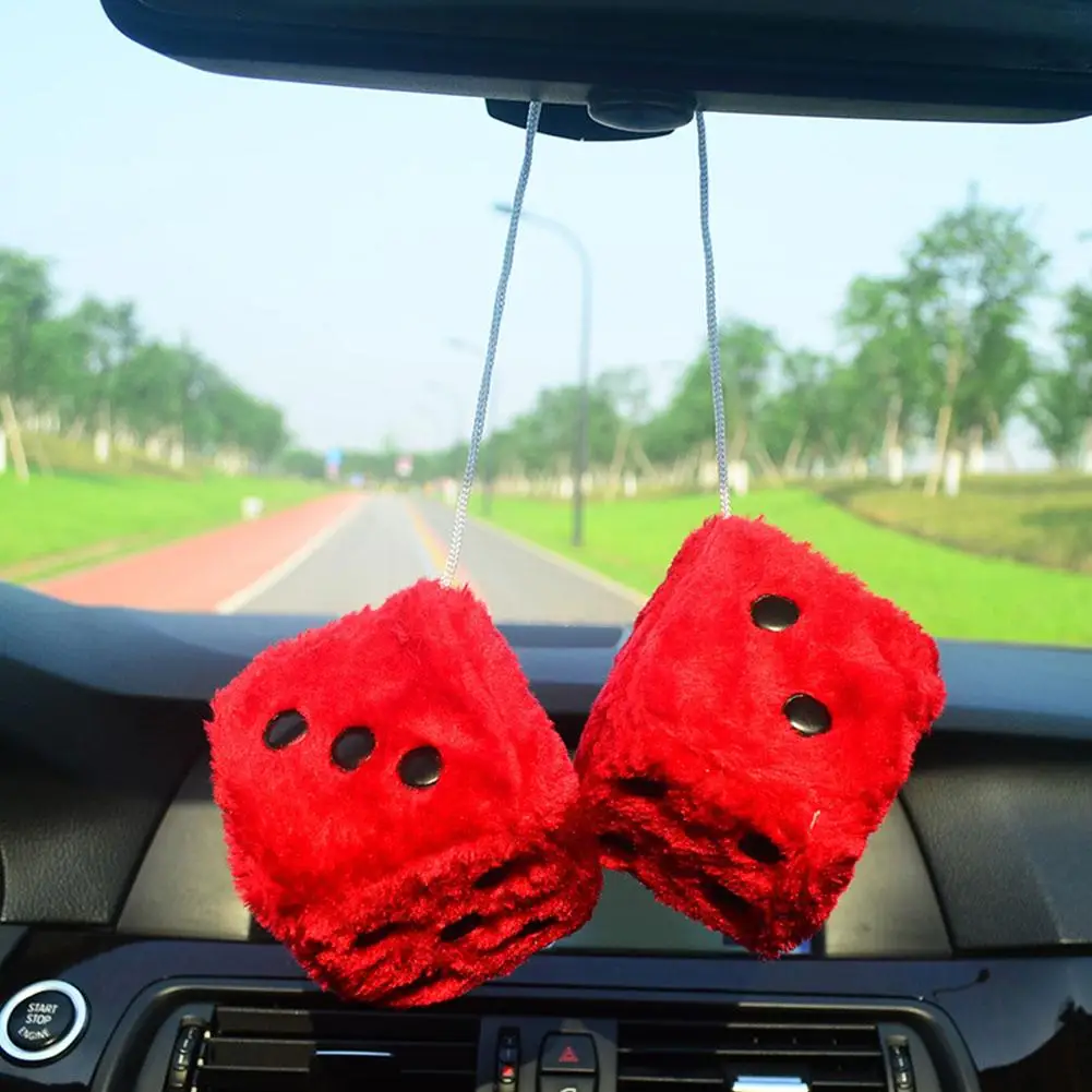 7.5 センチメートルソフトファジーサイコロ車のミラー用ペア - Car Accessories Mirror Hanging のレビューと価格