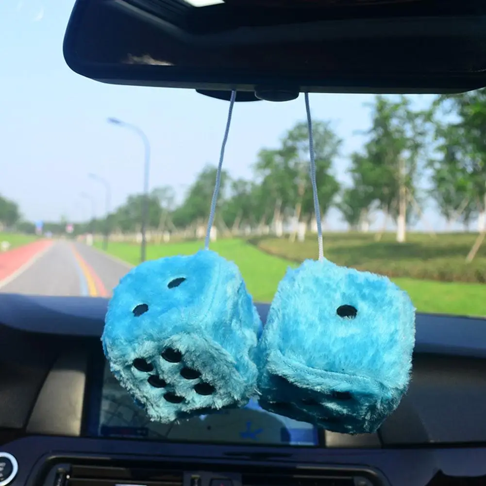 7.5 センチメートルソフトファジーサイコロ車のミラー用ペア - Car Accessories Mirror Hanging のレビューと価格