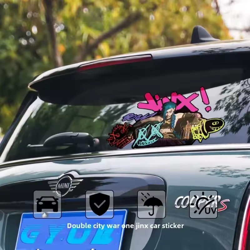 Arcane Jinx グラフィティ反射車ステッカー電動バイ - Car Accessories Window のレビューと価格