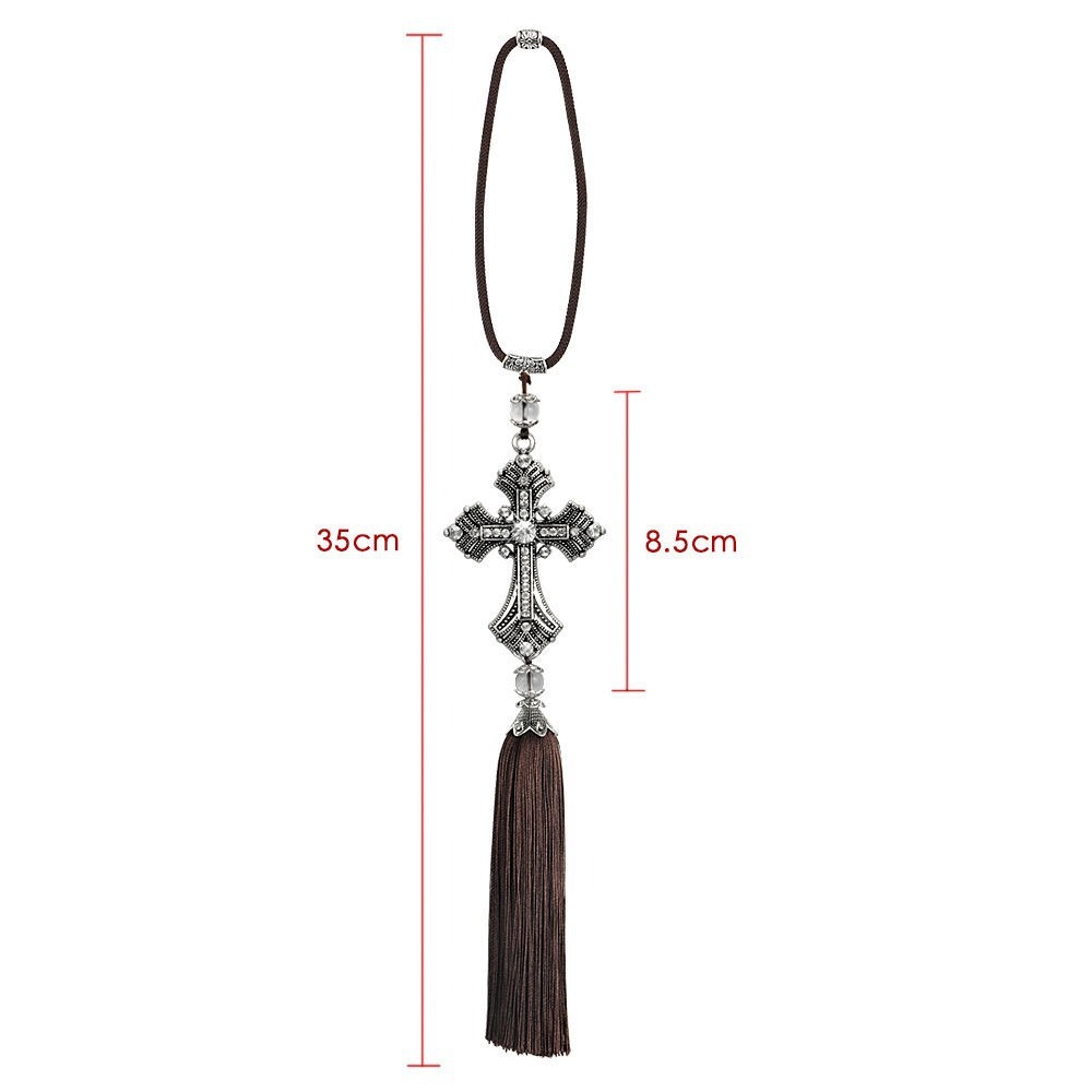 クリスタルラインストーンクロスカーペンダントメタルジーザスク - Car Accessories Mirror Hanging のレビューと価格