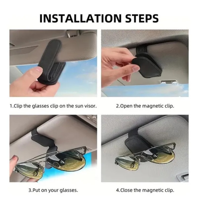 車のサンバイザーメガネケースホルダーサングラスクリップチケッ - Car Accessories For Inside のレビューと価格