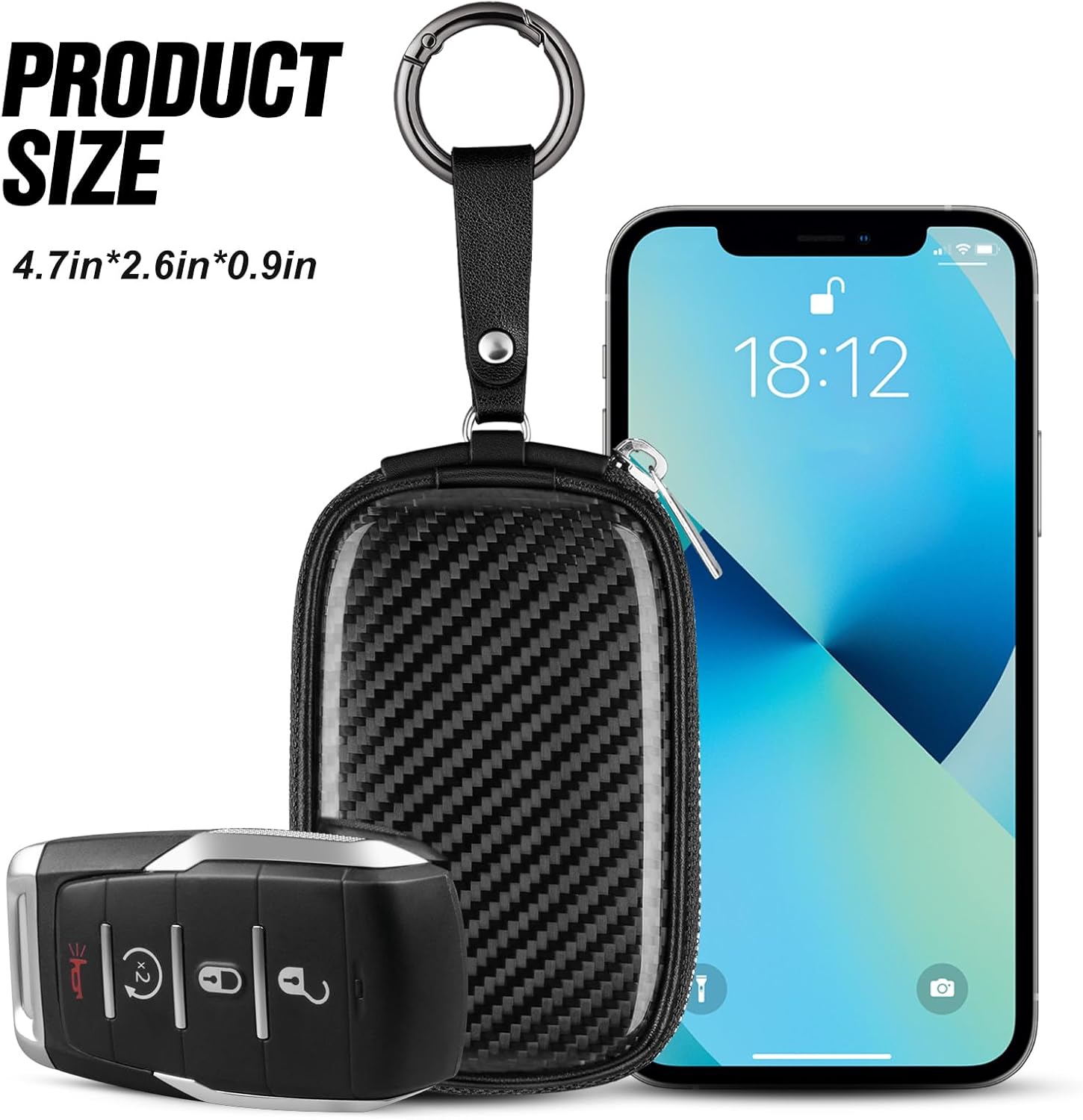 カーボンファイバーユニバーサルキーフォブバッグポーチEMF  - Car Key Signal Blocker のレビューと価格