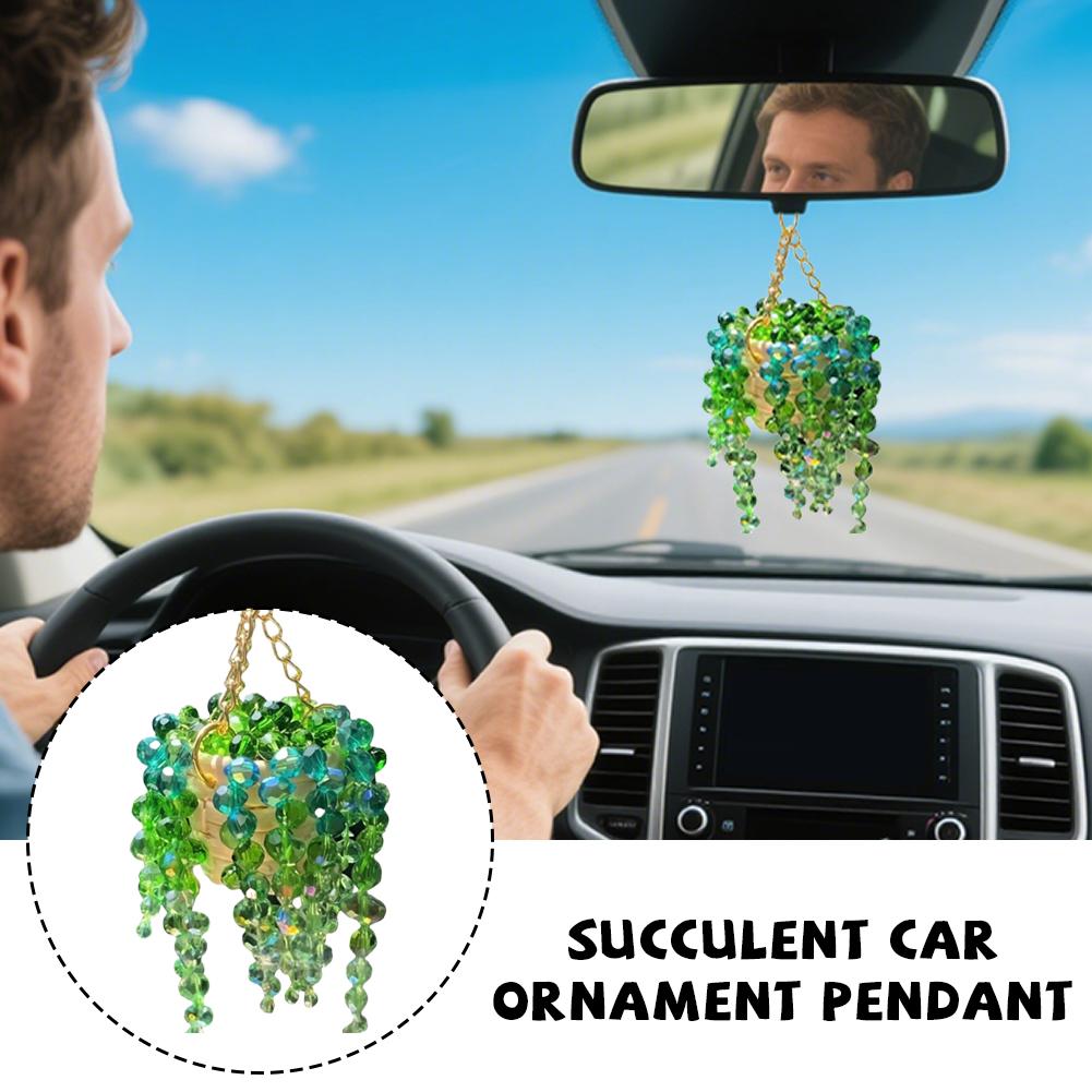 手作りクリスタルビーズのトレーリングプラントカーハンギングオ - Car Accessories Mirror Hanging のレビューと価格