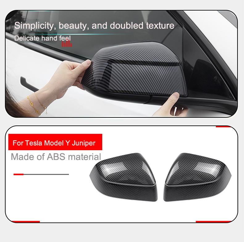 テスラモデル Y ジュニパー外装バックミラー炭素繊維 ABS - Car Dash Cam のレビューと価格