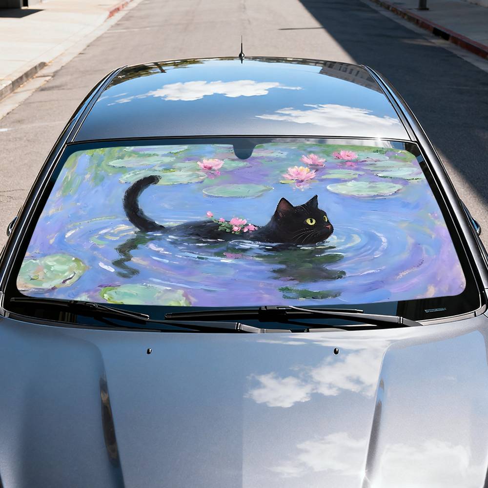 漫画猫蓮の葉車サンシェードカーテンフロントガラスフロントウィ - Car Accessories Window のレビューと価格