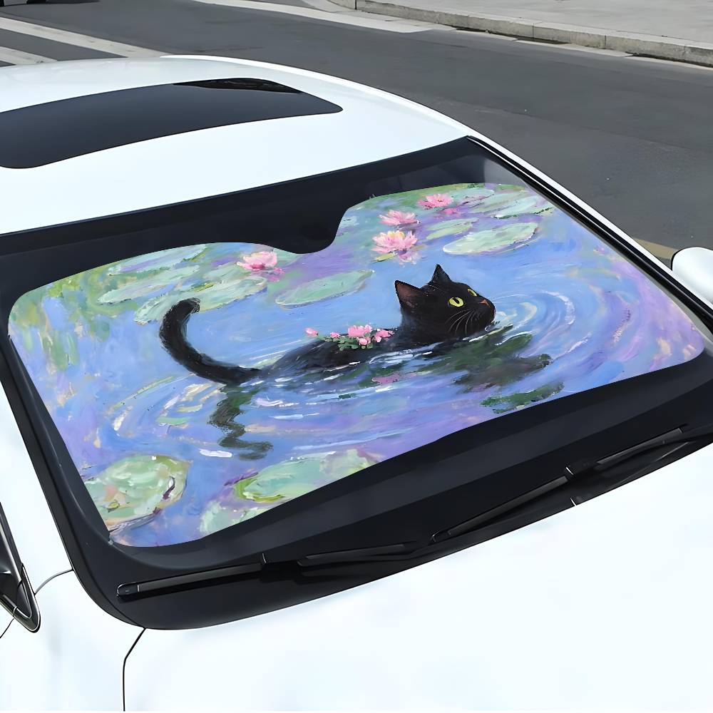 漫画猫蓮の葉車サンシェードカーテンフロントガラスフロントウィ - Car Accessories Window のレビューと価格
