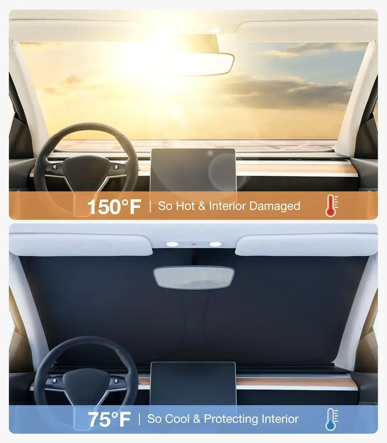 テスラモデル Y ジュニパー車のフロントガラスサンシェードカ - Car Accessories Window のレビューと価格